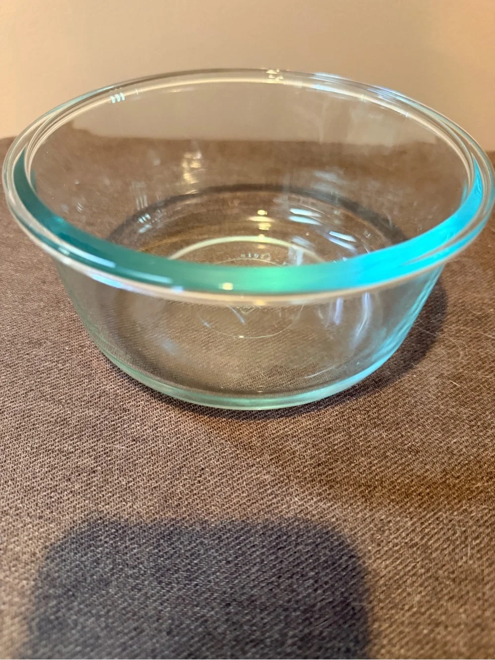 Pyrex Glass Mixing Bowl with Aqua Rim